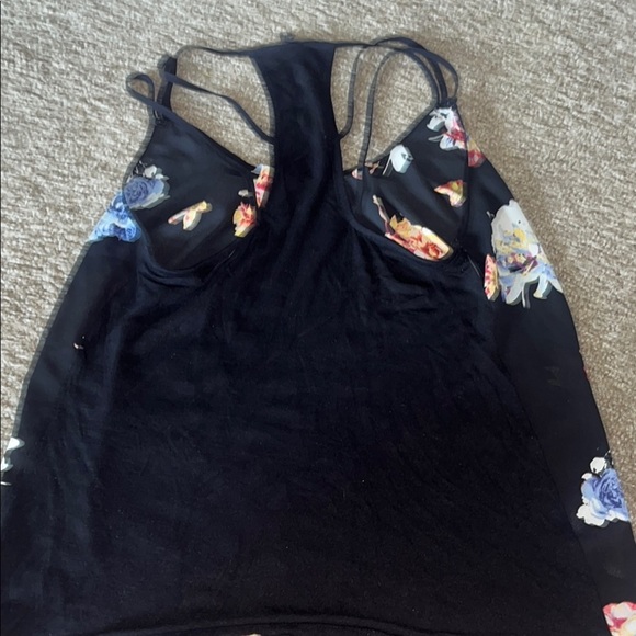 Express Black Floral Camisole with Strappy Back Design - Picture 4 of 5